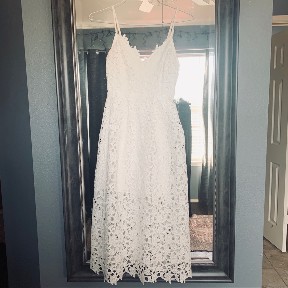 White Lace Midi Dress